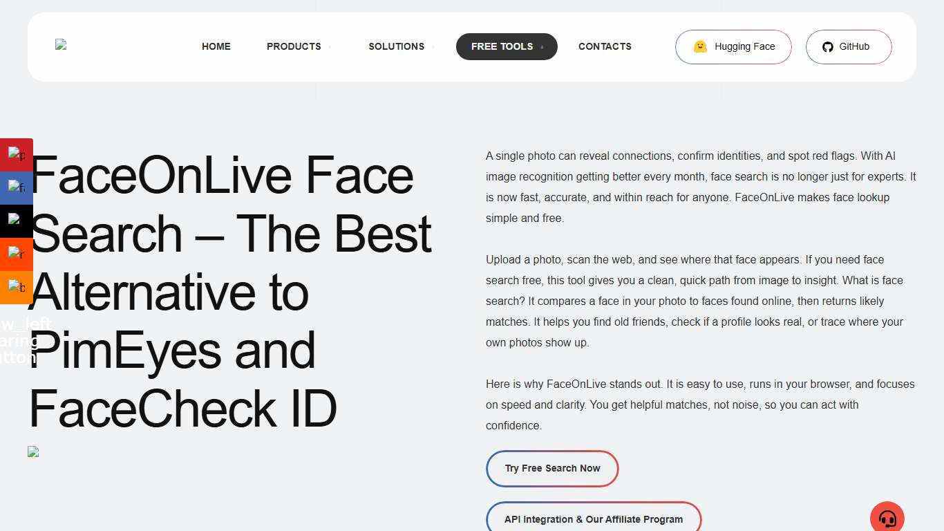 Free Face Search Online - The Best Alternative to PimEyes and FaceCheck ID - FaceOnLive : On-Premises ID Verification & Biometrics Solution Provider
